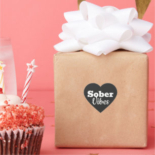 Sober Vibes – Motivational Sobriety Recovery Gift Heart Sticker