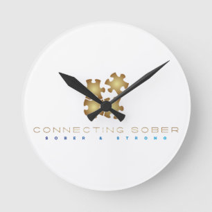 Sober Wandclock Connecting - Sober & Strong Round Clock