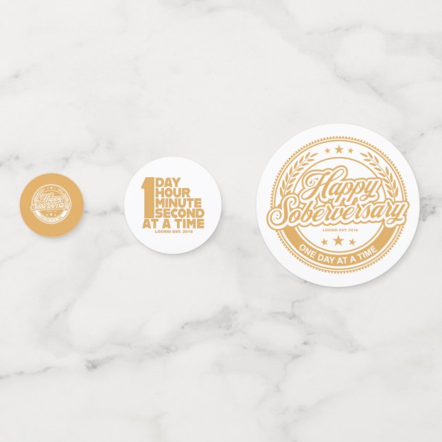 Soberversary Gold Table Confetti (Fronts)