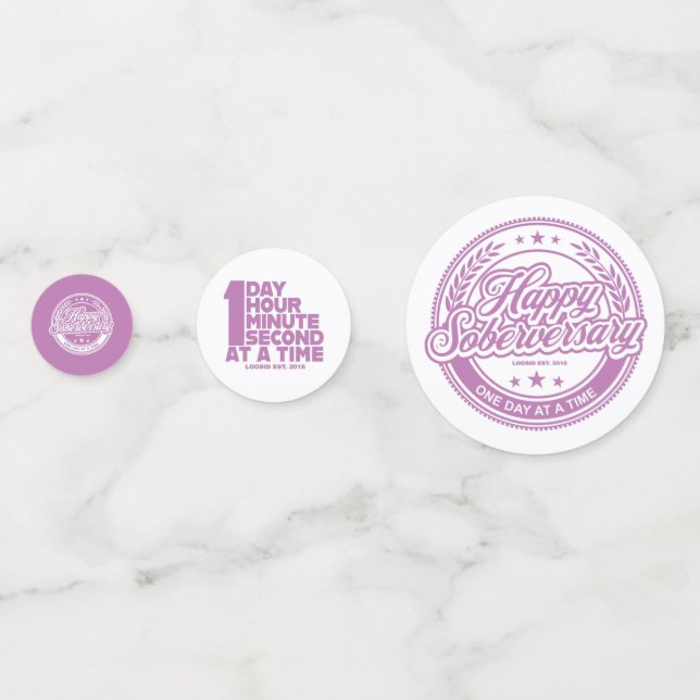 Soberversary Pink Table Confetti (Fronts)