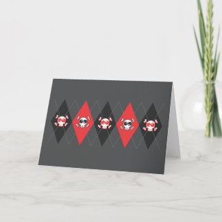 Sobieski Skull Argyle (Gray) Greeting Card