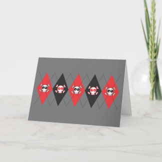 Sobieski Skull Argyle (lt. Gray) Greeting Card