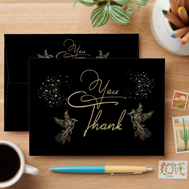Sobre de gracias con palomas doradas envelope (Desk)