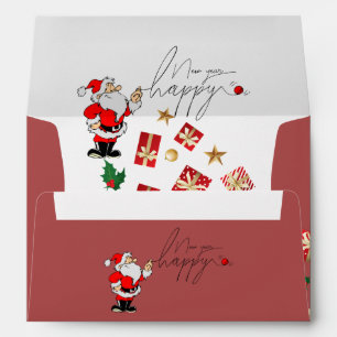 Sobre para navidad con los regalos en rojo envelope