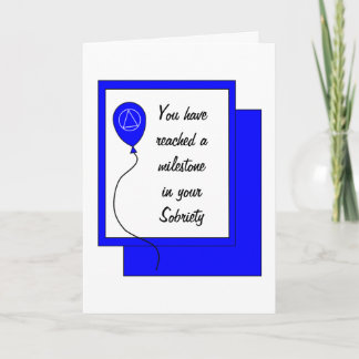 Sobriety Birthday Blue Balloon Congratulations Card