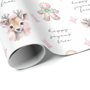 Sobriety Cute Deer Christmas Gift Wrapping Paper