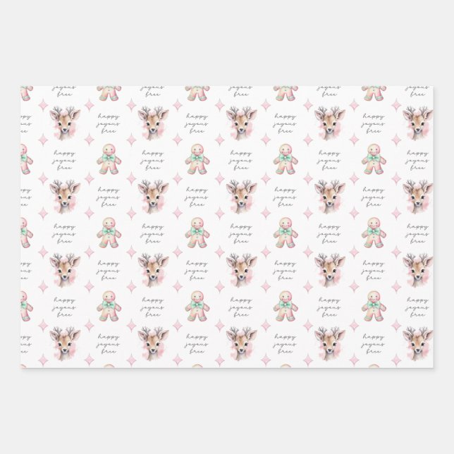 Sobriety Gift Paper, Pastel Sober Xmas Support Wrapping Paper Sheet (Front)
