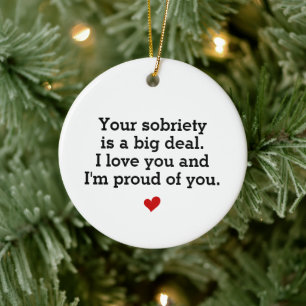Sobriety Gift, Sober Anniversary Ceramic Tree Decoration