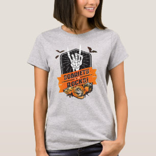 Sobriety Rocks! with Bats & Roses T-Shirt