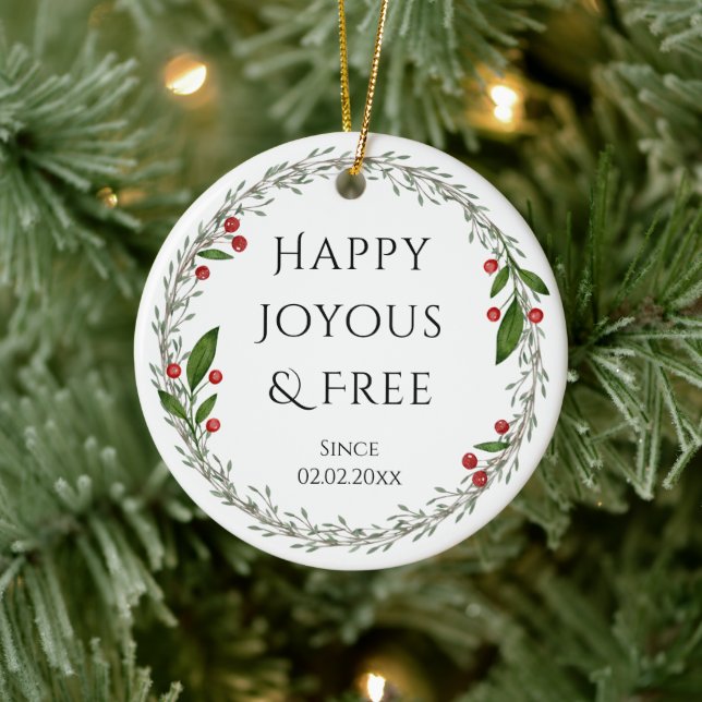 Sobriety Slogan Custom Date, Sober Christmas Gift Ceramic Tree Decoration (Tree)