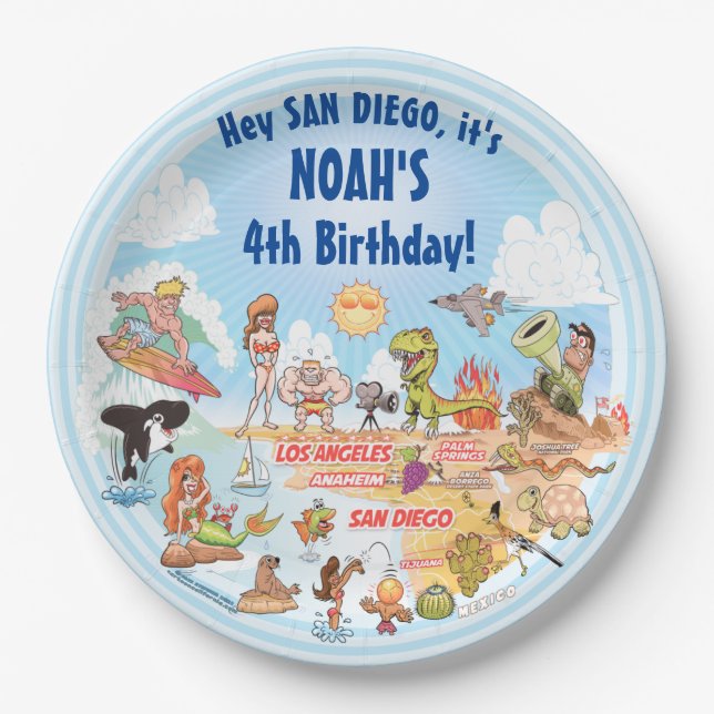 SoCal Birthday Paper Plates (Front)
