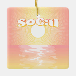 SoCal Sunset Ceramic Ornament