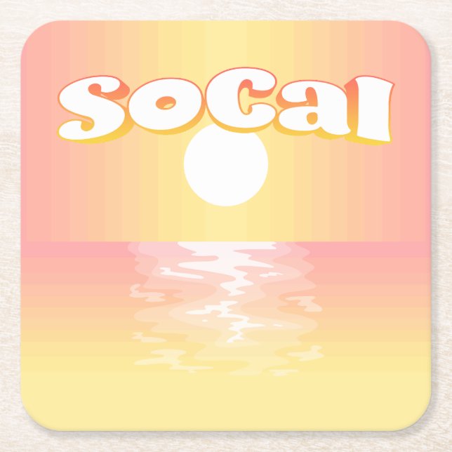 SoCal Sunset Square Paper Coaster (Front)