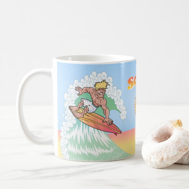 SoCal Surfer with Sun Coffee Mug (With Donut)
