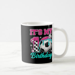Soccer 10 Year Old Ice Cream Drip Youth 10th Birth Coffee Mug