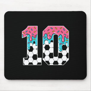 Soccer 10 Year Old Ice Cream Drip Youth 10th Birth Mouse Mat