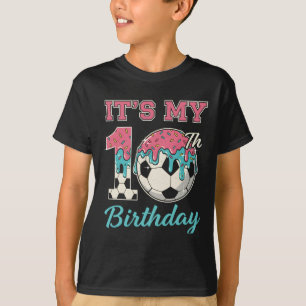 Soccer 10 Year Old Ice Cream Drip Youth 10th Birth T-Shirt