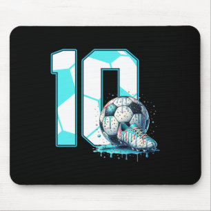 Soccer 10th Birthday 10 Year Old Ice Cream Drip Bd Mouse Mat