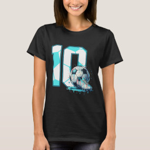 Soccer 10th Birthday 10 Year Old Ice Cream Drip Bd T-Shirt