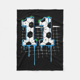 Soccer 11 Year Old Ice Cream Drip Youth 11th Birth Fleece Blanket
