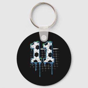 Soccer 11 Year Old Ice Cream Drip Youth 11th Birth Key Ring