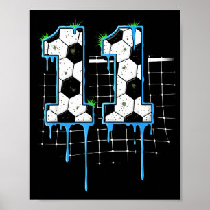 Soccer 11 Year Old Ice Cream Drip Youth 11th Birth Poster