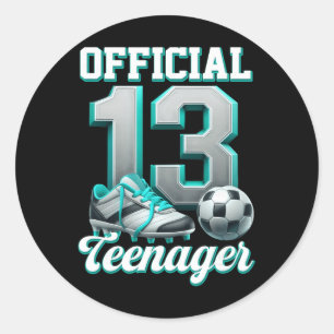 Soccer 13 Year Old Birthday Boy Thirteen Official Classic Round Sticker