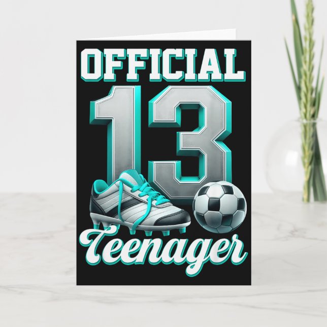 Soccer 13 Year Old Birthday Boy Thirteen Teenager  Card (Front)
