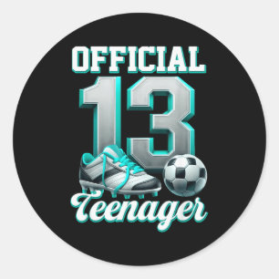 Soccer 13 Year Old Birthday Boy Thirteen Teenager  Classic Round Sticker