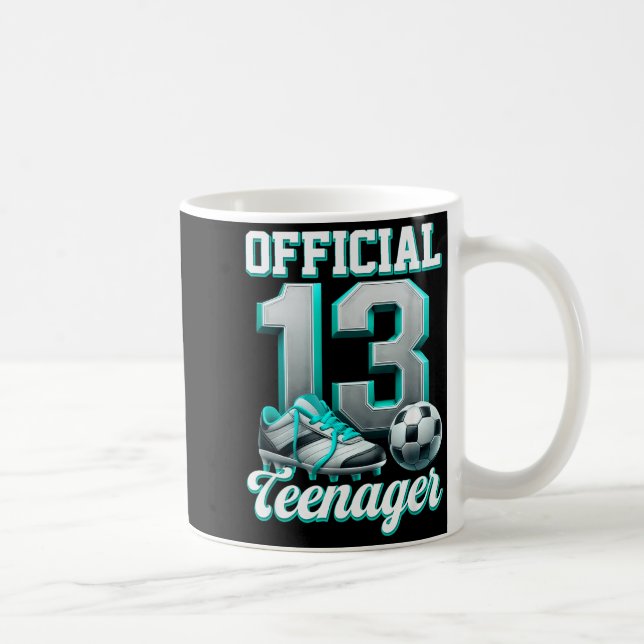 Soccer 13 Year Old Birthday Boy Thirteen Teenager  Coffee Mug (Right)