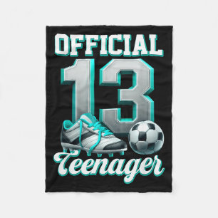 Soccer 13 Year Old Birthday Boy Thirteen Teenager  Fleece Blanket