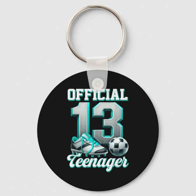 Soccer 13 Year Old Birthday Boy Thirteen Teenager  Key Ring (Front)