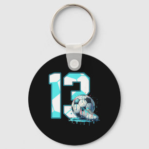 Soccer 13th Birthday 13 Year Old Ice Cream Drip Bd Key Ring