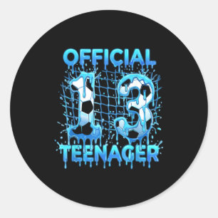 Soccer 13th Birthday Ice Cream Drip Official Teena Classic Round Sticker