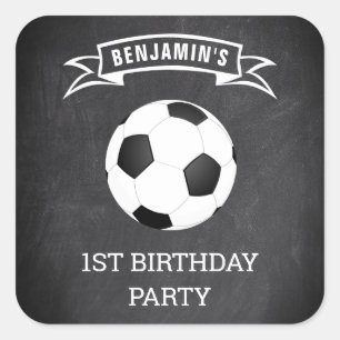 Soccer 1st Birthday Party Favour Sticker