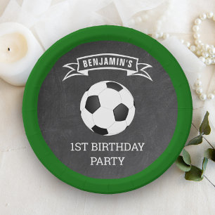 Soccer 1st Birthday Party Paper Plate