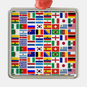 SOCCER 2014 flags pattern Metal Tree Decoration