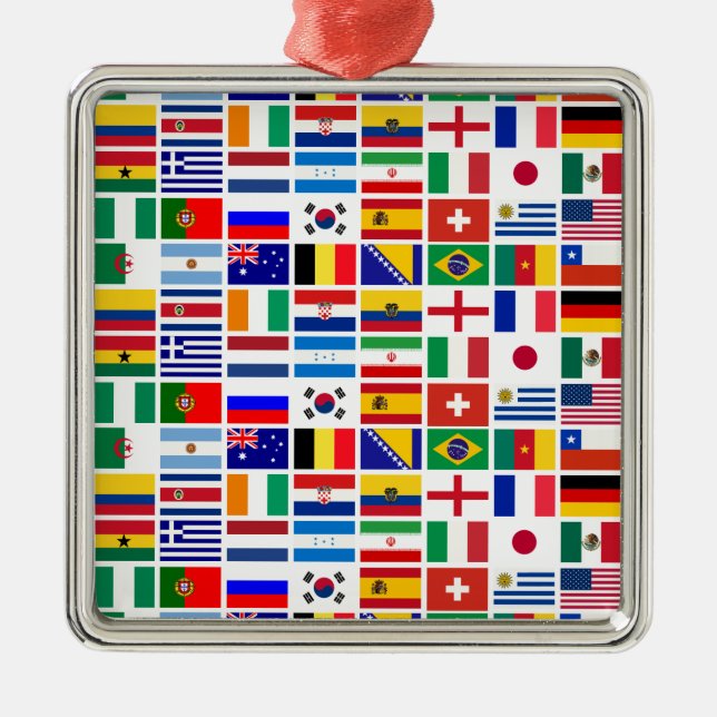 SOCCER 2014 flags pattern Metal Tree Decoration (Front)