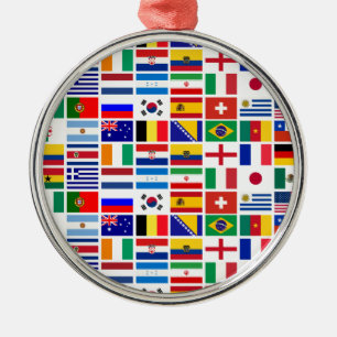 SOCCER 2014 flags pattern Metal Tree Decoration