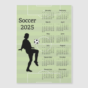 Soccer 2025 Calendar Magnetic Card