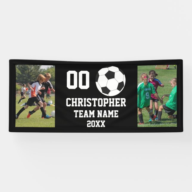 Soccer 2 photo collage team name banner (Horizontal)