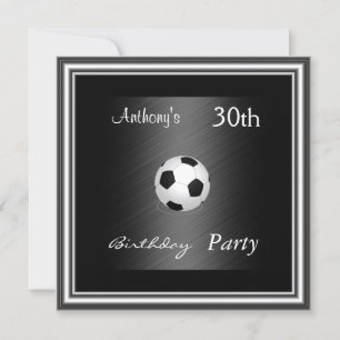Soccer 30th Birthday Party  silver Invitation