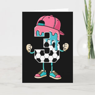 Soccer 3 Year Old Ice Cream Drip Youth 3rd Birthda Card