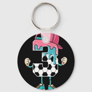 Soccer 3 Year Old Ice Cream Drip Youth 3rd Birthda Key Ring