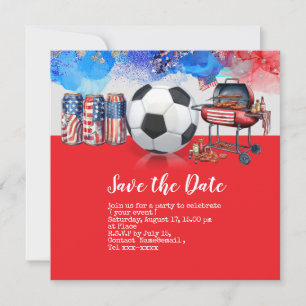 Soccer 4th July Independence Day America Invitation