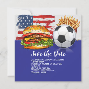Soccer 4th July Independence Day America Save The Date
