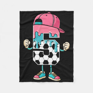 Soccer 5 Year Old Ice Cream Drip Youth 5th Birthda Fleece Blanket