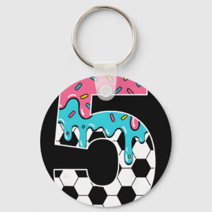 Soccer 5 Year Old Ice Cream Drip Youth 5th Birthda Key Ring