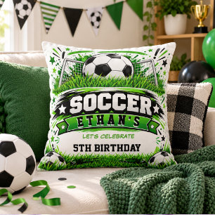 Soccer 5TH Birthday Fun Sports Theme Kids Party Cushion