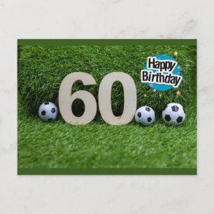 Soccer 60th  Birthday card with ball on green 